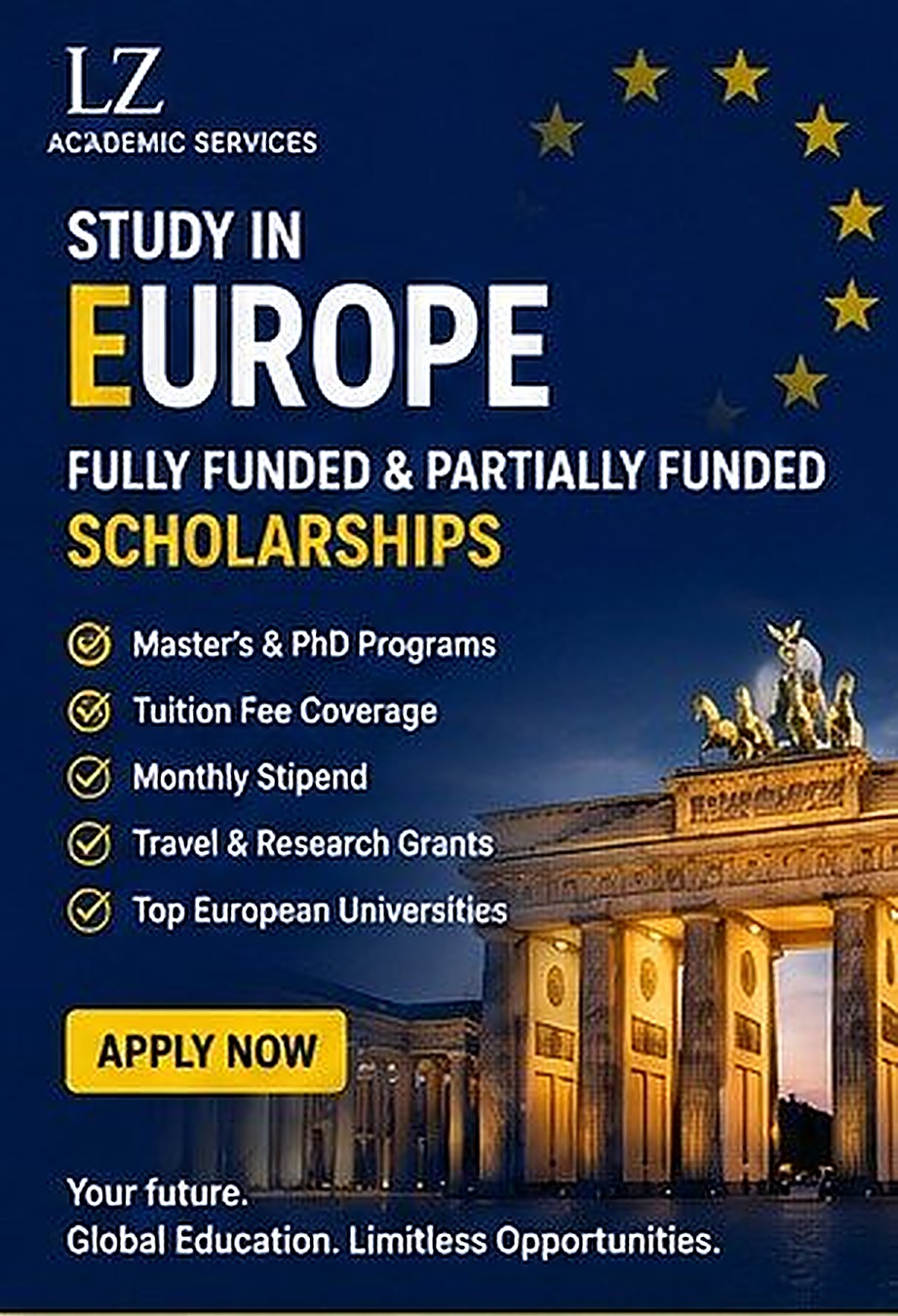 Study in Europe scholarships flyer