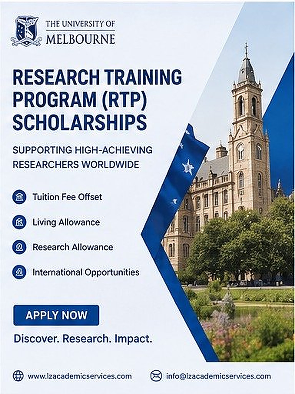 University of Melbourne RTP Scholarships flyer